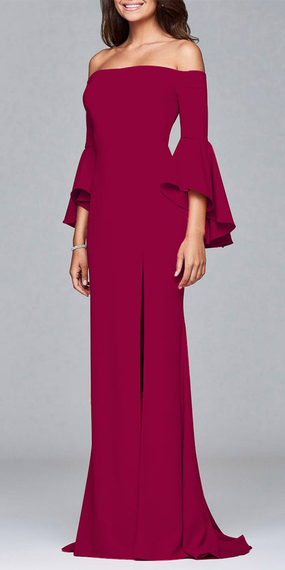 Elegant Off-Shoulder Split Maxi Dress from Eternal Gleams