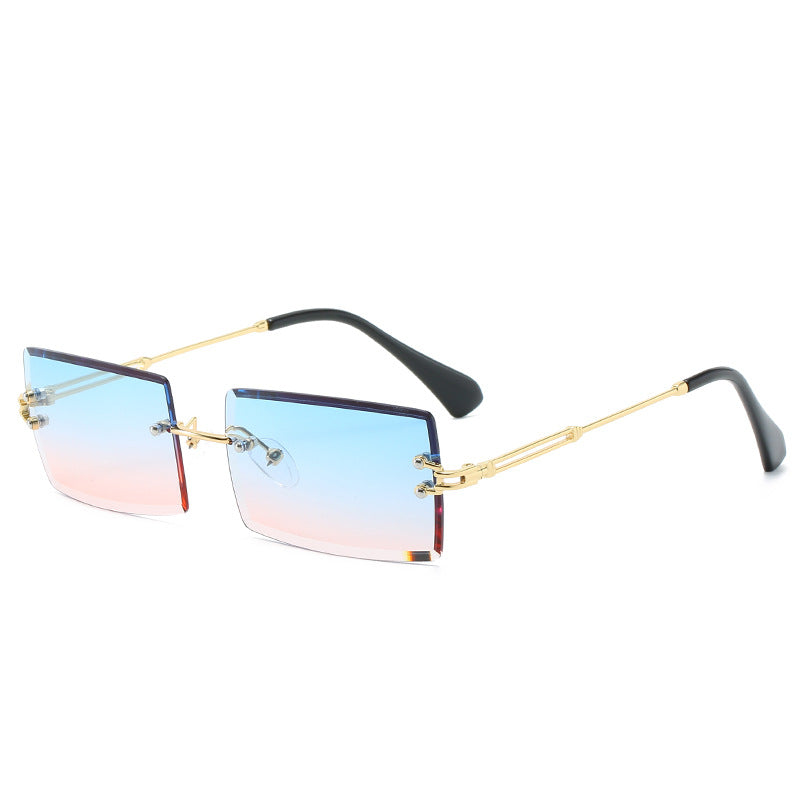 Rimless Rectangle Sunglasses Square Fashion Hip-hop Sunglasses Tide Ins Retro Street Beat Cut Edge Sunglasses from Eternal Gleams