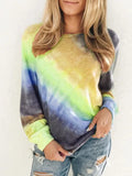 Fashion Tie Dye Rainbow Casual Long Sleeve T-shirt for Women from Eternal Gleams