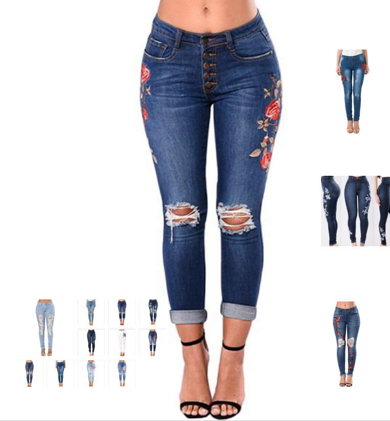 Zerrissene Jeans für Damen, Damen-Jeans, Bleistifthose, Denim-Jeans