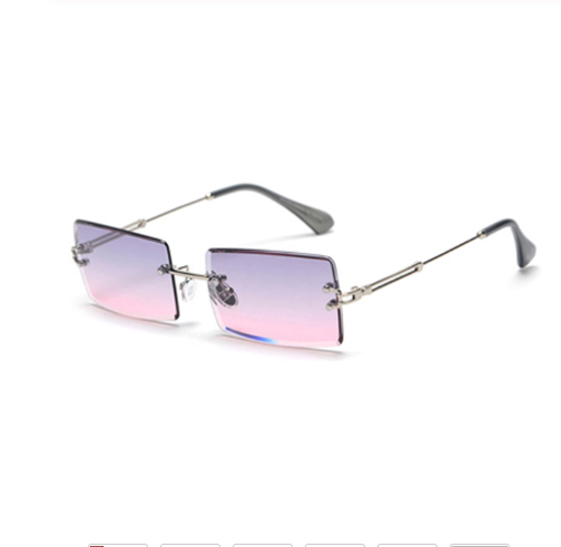 Rimless Rectangle Sunglasses Square Fashion Hip-hop Sunglasses Tide Ins Retro Street Beat Cut Edge Sunglasses from Eternal Gleams