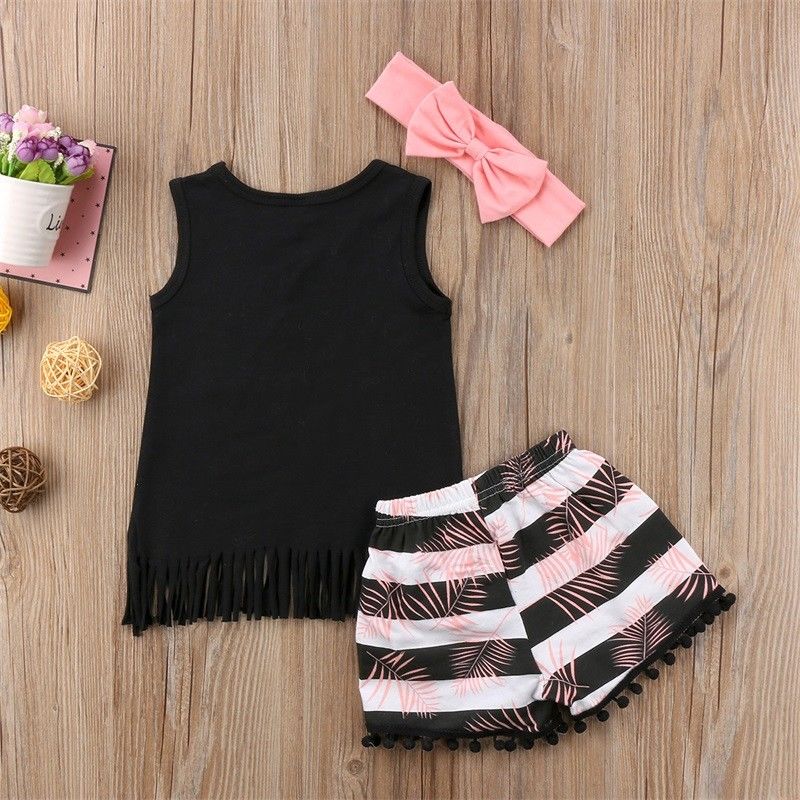 Stylish Printed Vest and Shorts Set with Fringed Hem for Kids from Eternal Gleams.