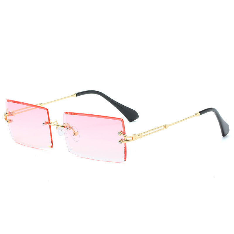 Rimless Rectangle Sunglasses Square Fashion Hip-hop Sunglasses Tide Ins Retro Street Beat Cut Edge Sunglasses from Eternal Gleams