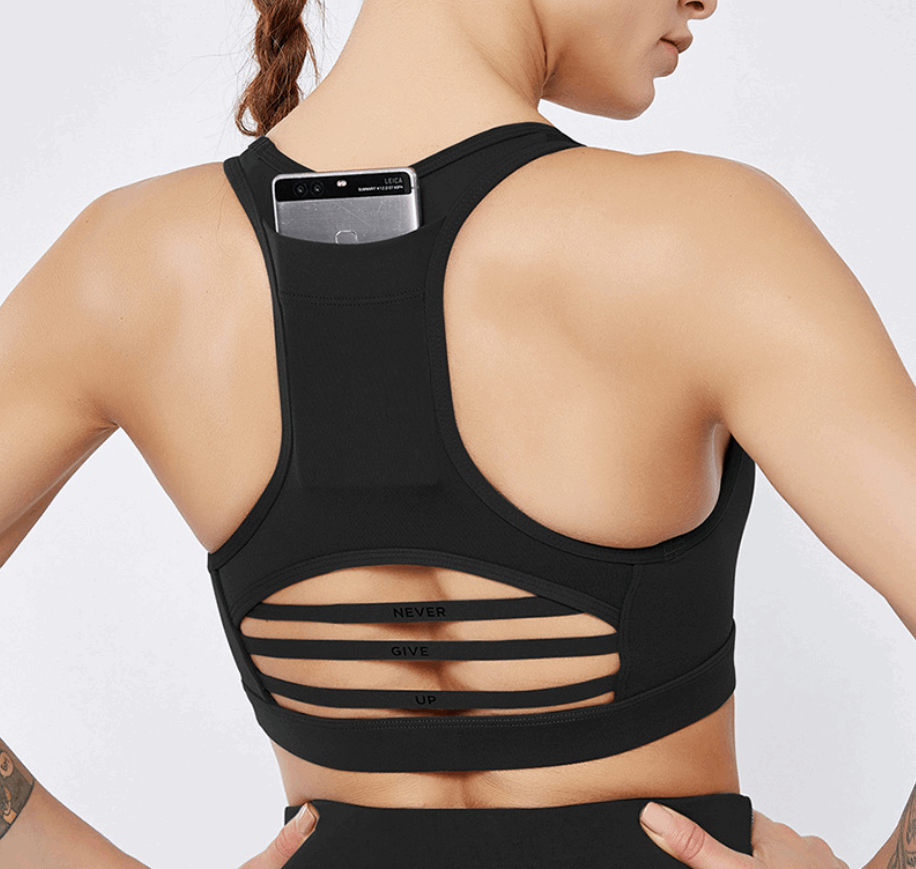 Back pocket sports bra