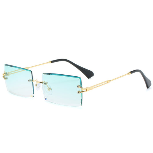 Rimless Rectangle Sunglasses Square Fashion Hip-hop Sunglasses Tide Ins Retro Street Beat Cut Edge Sunglasses from Eternal Gleams