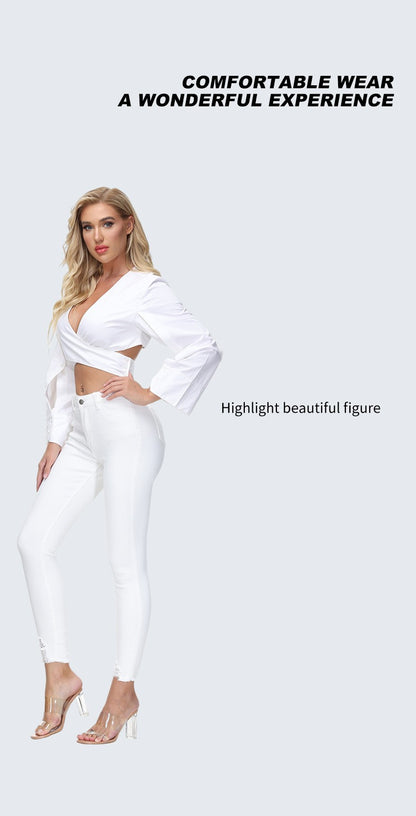 Women's White Ankle Tight High Waist Skinny Jeans from Eternal Gleams