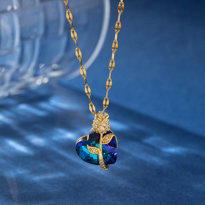 Women's Fashion Sapphire Heart Pendant Necklace - Elegant Jewelry Gift