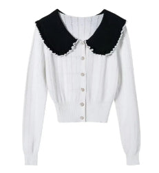 Chic Doll Collar Knitted Cardigan