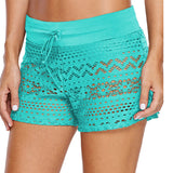 Women's Black Jacquard Lace Shorts from Eternal Gleams