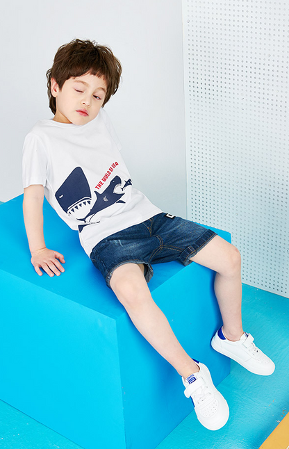 Korean Fashion Boys' Short Sleeve T-Shirt - Stylish and comfortable summer cotton top for boys.