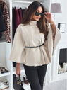 Chic Batwing Sleeves Woolen Cloak with Belt