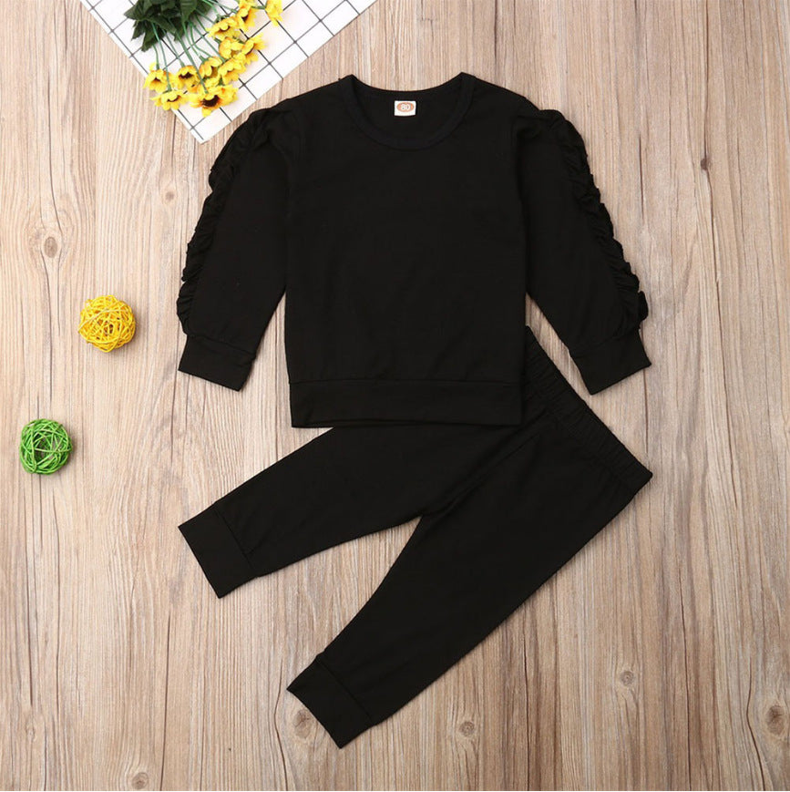 Cozy Autumn Ensemble: Newborn Ruffles Jumper & Long Sleeve Sweatshirt Set from Eternal Gleams