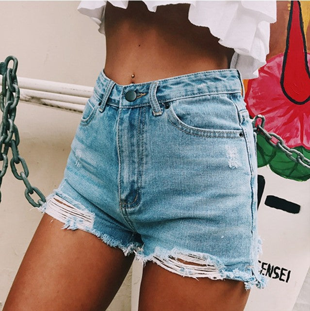 Women's retro ins hot classic ripped denim shorts from Eternal Gleams