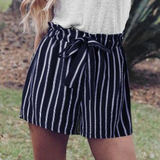 SweatyRocks Black High Waist Bow Decor Striped Paperbag Shorts Women Streetwear Wide Leg Casual Shorts Womens Summer Shorts from Eternal Gleams