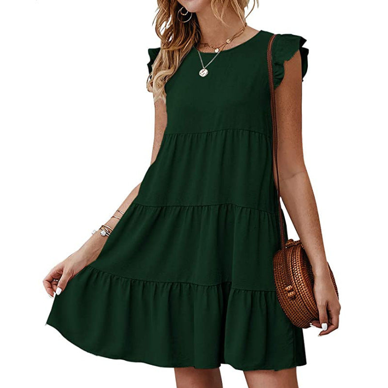 Chic Comfort: Women's Round Neck Short Sleeve Dress from Eternal Gleams