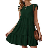 Chic Comfort: Women's Round Neck Short Sleeve Dress from Eternal Gleams