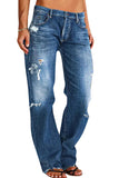 Loose Wide Leg Denim Retro Washed Ripped Trousers from Eternal Gleams