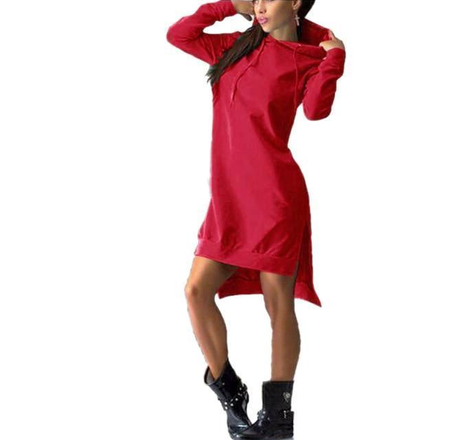 Irregular Hooded Long Sleeve Dress Sweatshirt from Eternal Gleams