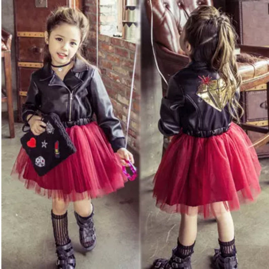 Korean Princess Sequin Embroidered Leather Dress for Girls from Eternal Gleams