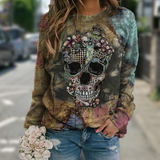 Long sleeve skull print sweatshirt from Eternal Gleams