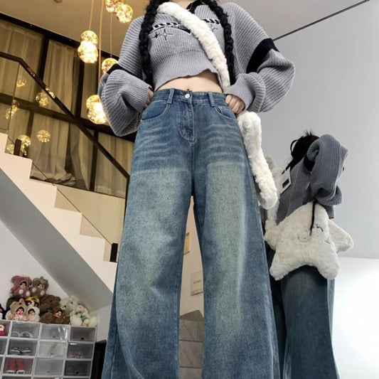 High Waist Loose And Slimming Wide-leg Straight Pants