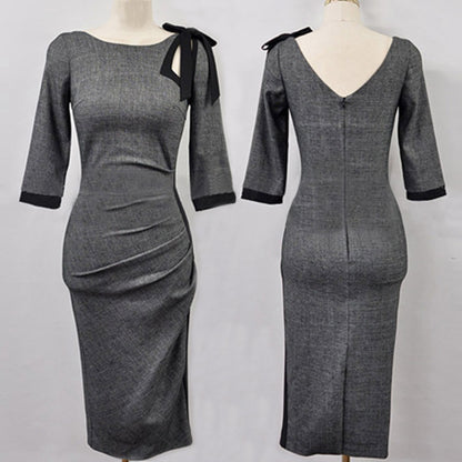 Regal Chic: Women's High Waist Slim-Fit Hollow Dress