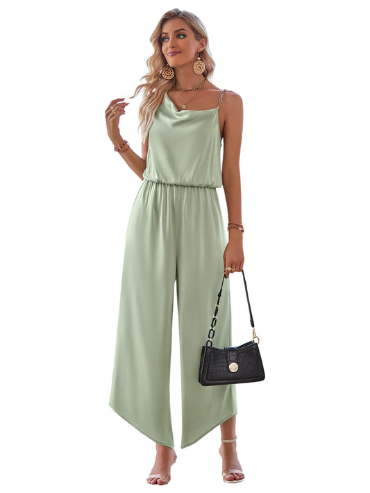 Casual Wide Leg Sleeveless Jumpsuit for Women in green from Eternal Gleams