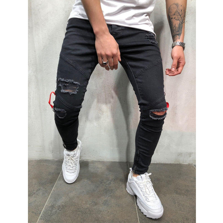 Jeans décontractés rétro pour hommes | Taille basse, coupe crayon, mélange de coton