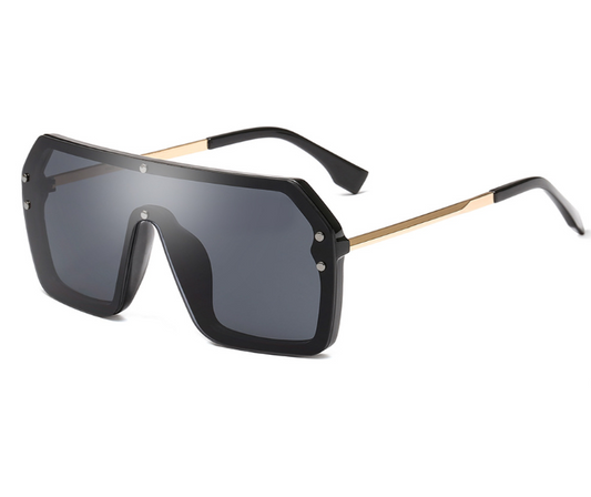 Übergroße quadratische Sonnenbrille – verspiegelt UV400 – auffälliger Stil