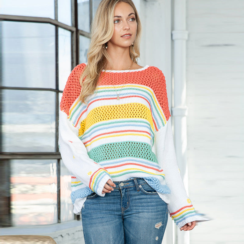 Dopamine Rainbow Sweater: Vibrant European Style from Eternal Gleams