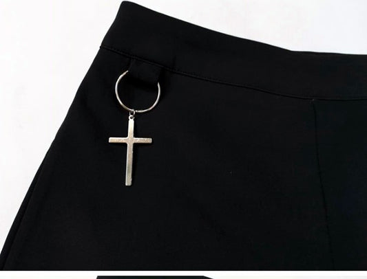 Summer Punk Rock Women's Shorts Sexy Cross Ring Hanging Ornament Summer Fashion Black Shorts from Eternal Gleams