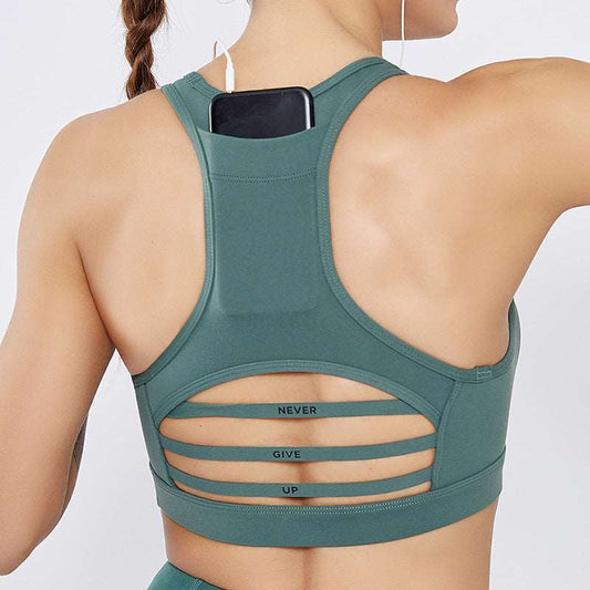 Back pocket sports bra