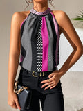 Urban chic polka dot camisole with vibrant geometric prints