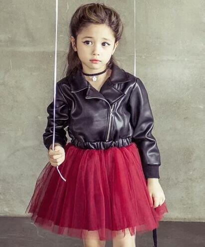 Robe en cuir brodée de paillettes de princesse coréenne pour filles