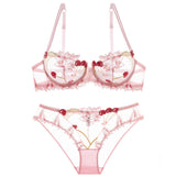 Underwear explosions transparent mesh embroidered bra bra set from Eternal Gleams