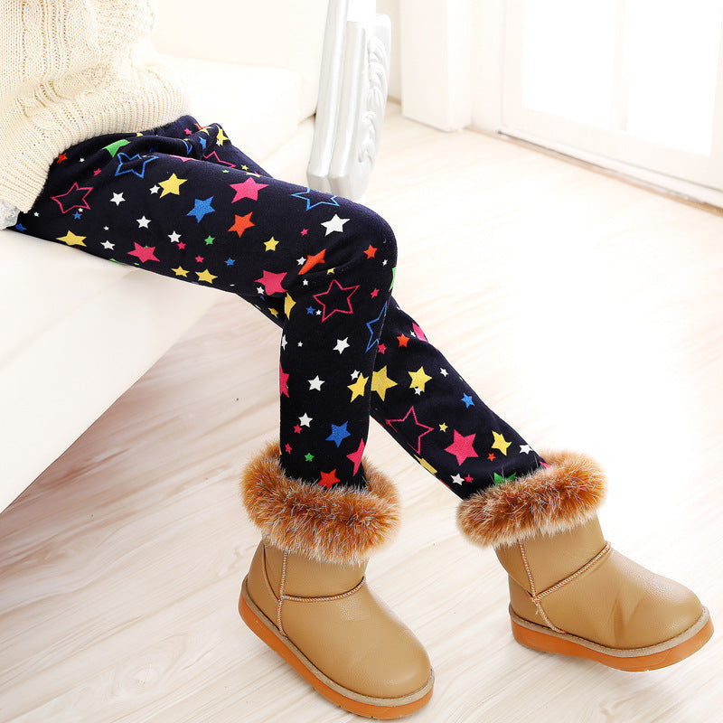 Cozy Comfort: Girls' Acetate Warm Leggings from Eternal Gleams