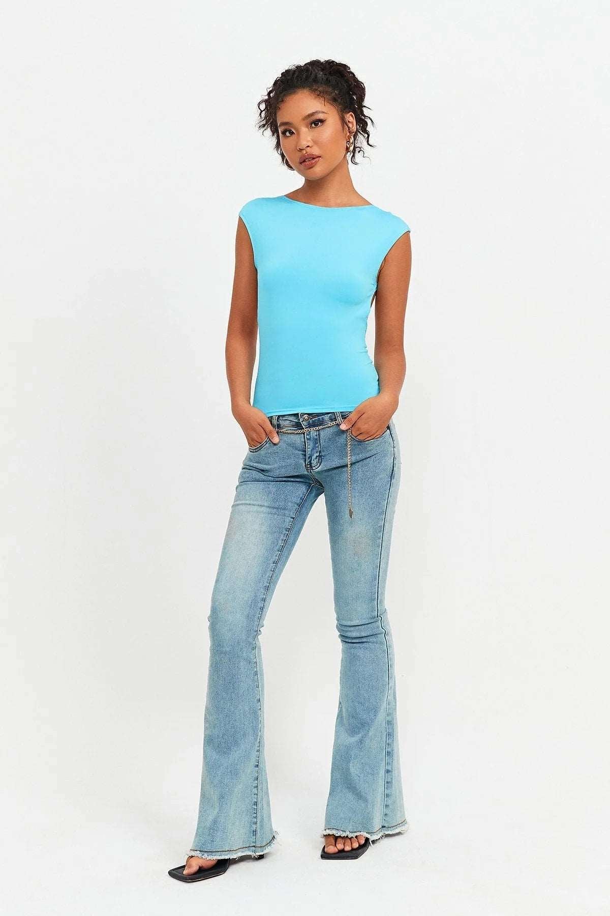 Women's Half Turtleneck Solid Color T-shirt