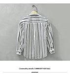 Youth Loose Fit Striped Cotton Cardigan Shirt - Japanese Retro Style, Available in White and Brown | Eternal Gleams