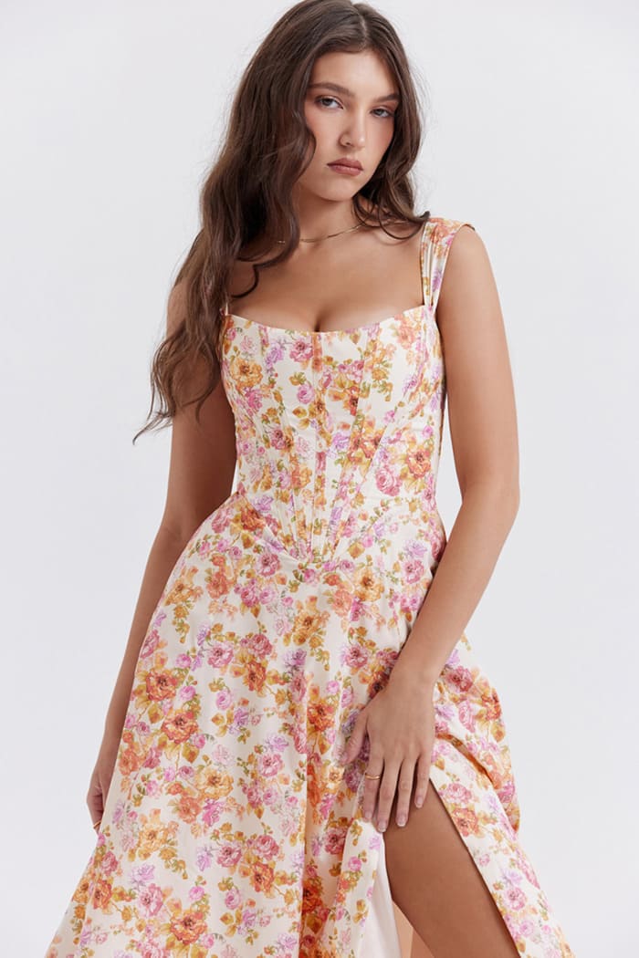 Slimming Waist-Controlled Floral Dress - Sexy Suspenders Split Summer Dress