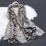 Floral Elegance: Hollow Silk Scarf from Eternal Gleams