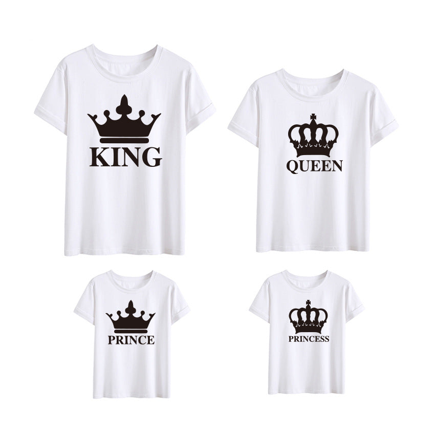 Crown King Family Summer T-Shirt - Short-Sleeved Family Wear in White