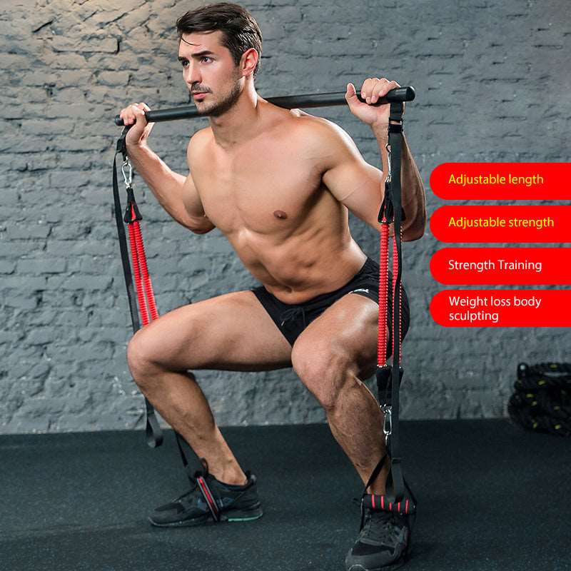 Body Workout Trainer Bar with Resistance Bands for Home Fitness