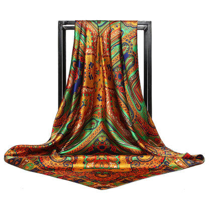 Elegance in Silk: Large Square Simulation Silk Scarf