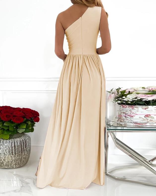 Goddess Glamour: One Shoulder High Split Cocktail Maxi Dress from Eternal Gleams