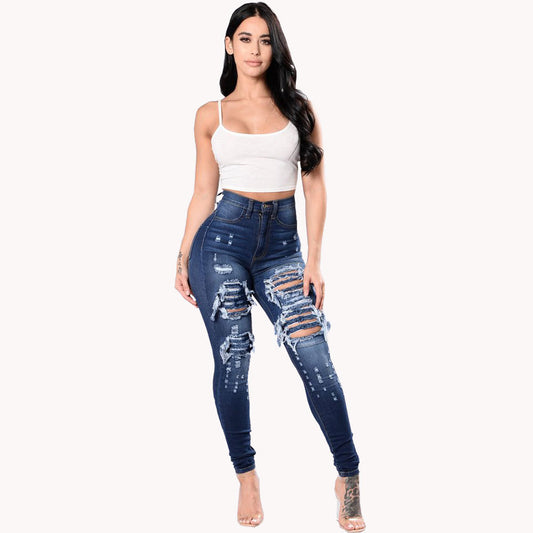 Women's Ripped Denim Washed Denim Pants from Eternal Gleams