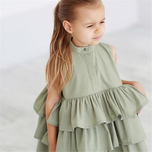 Fashion Simple Solid Color Sleeveless Small And Medium Girl Dress from Eternal Gleams