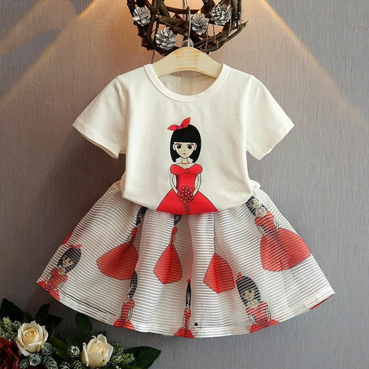 Cute Summer T-Shirt and Skirt Clothing Set for Baby Girls from Eternal Gleams.