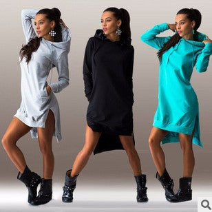 Irregular Hooded Long Sleeve Dress Sweatshirt from Eternal Gleams