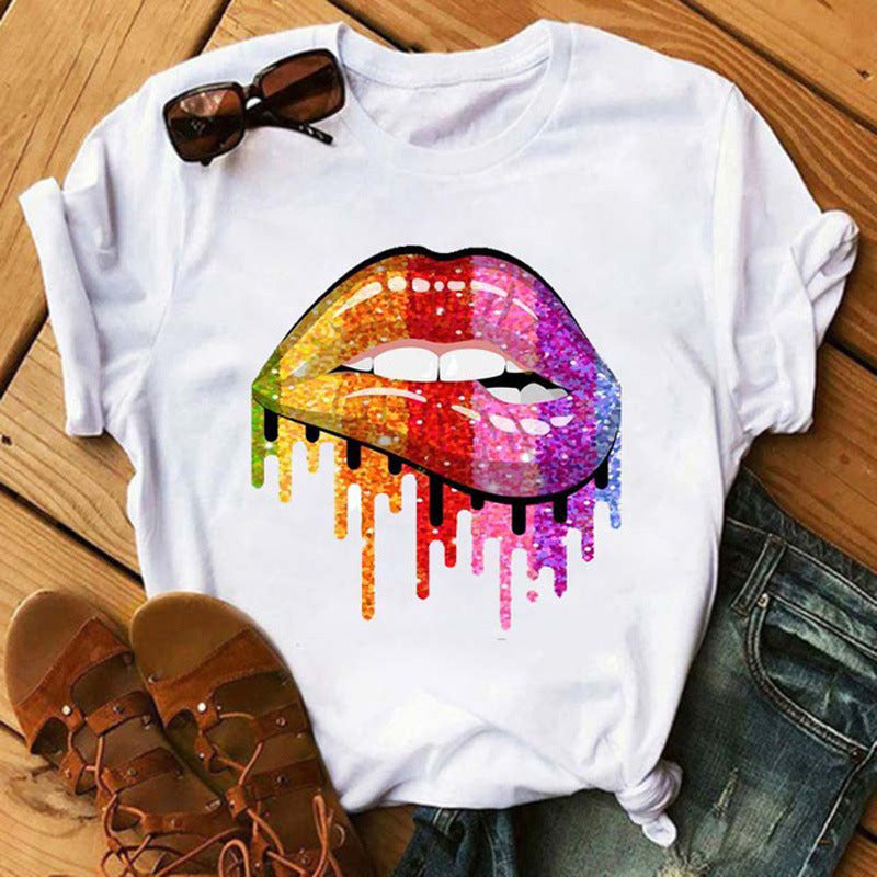 Kiss ME Colorful White With Printed Pattern Short Sleeve from Eternal Gleams