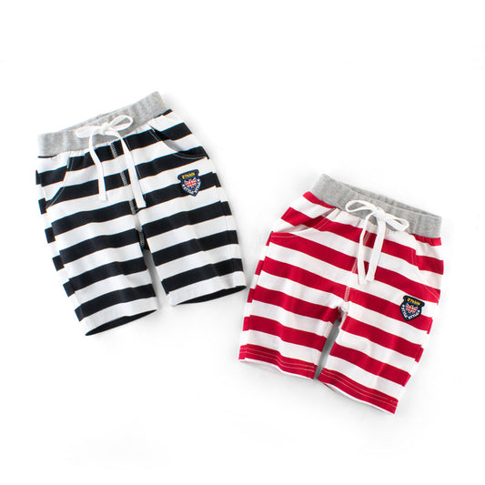Boys' trousers striped elastic cotton baby Capris children's trousers summer style